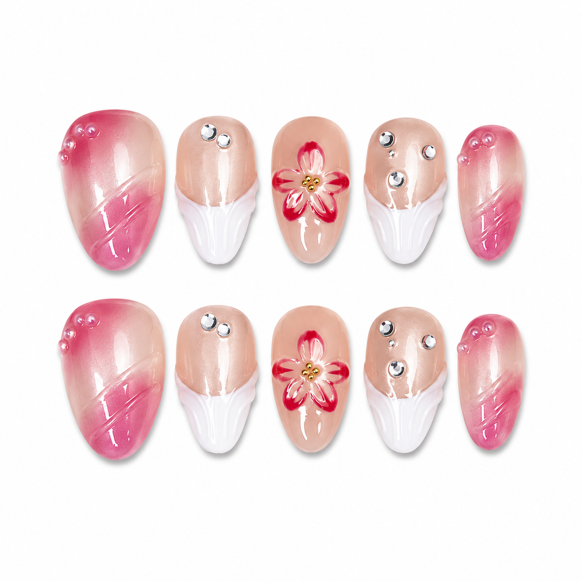 Detailansicht der CLEORA Pink Glaze Press-on Nails