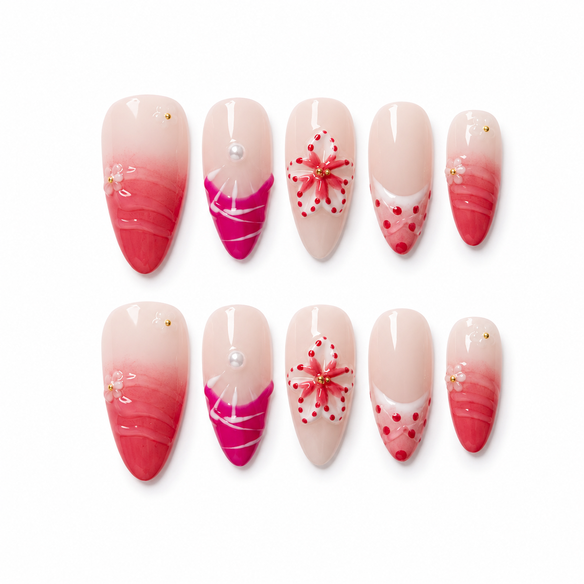 Detailansicht der CLEORA Flamingo Bloom Press-on Nails