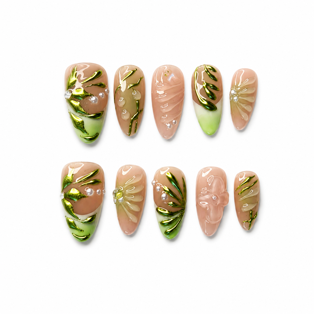 Detailansicht der CLEORA Costal Palm Press-on Nails