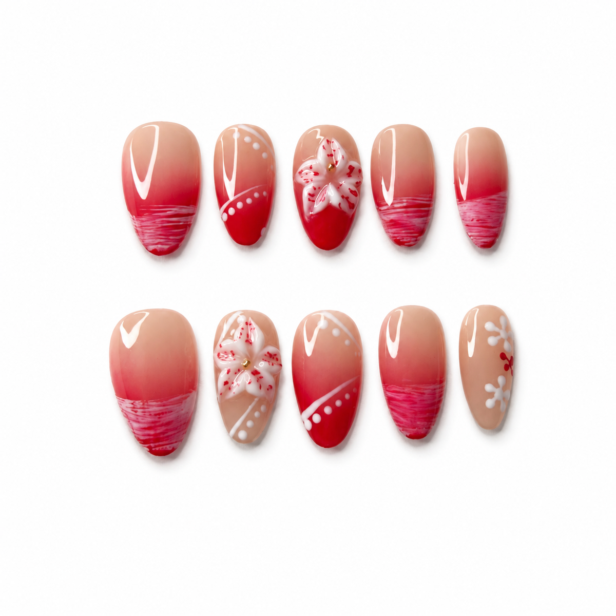 Detailansicht der CLEORA Tropical Sunset Press-on Nails